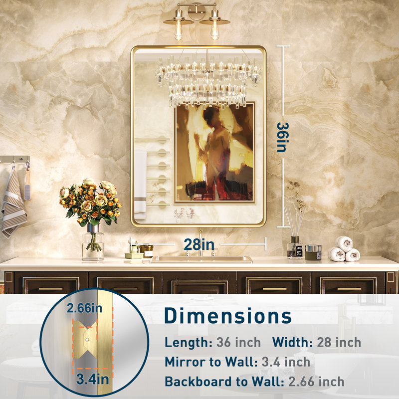 Latitude Run® Myleesha Bathroom Mirror with Framed Rounded Corner Pivot